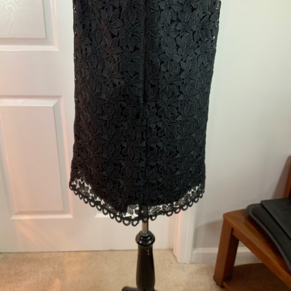 Kate Spade Leaf Lace Black Sleeveless Shift Dress Size 8 - Picture 10 of 13